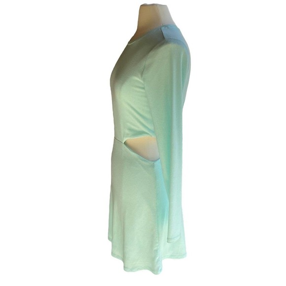 AFRM Side Cutout Blue Long Sleeve Knit Mini Dress Medium - Picture 5 of 6